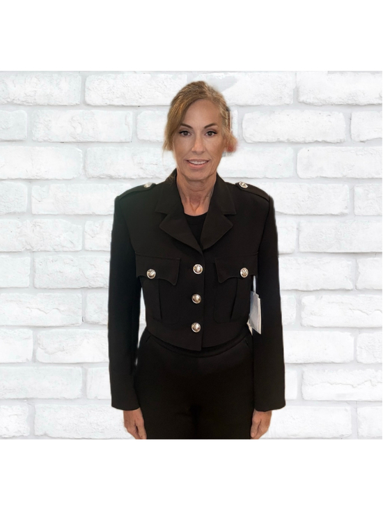 Ronny Kobo Collection Jackets & Blazers - Ronny Kobo Genith Cropped Blazer, Jet black